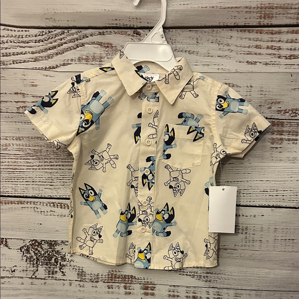 NWT Bluey button up shirt size 12 months